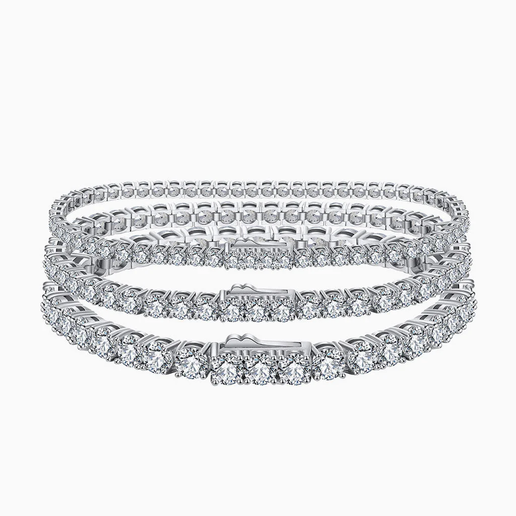 Iced Out Cubic Zirconia Rhodium Plated Sterling Silver Tennis Bracelet - Image 2
