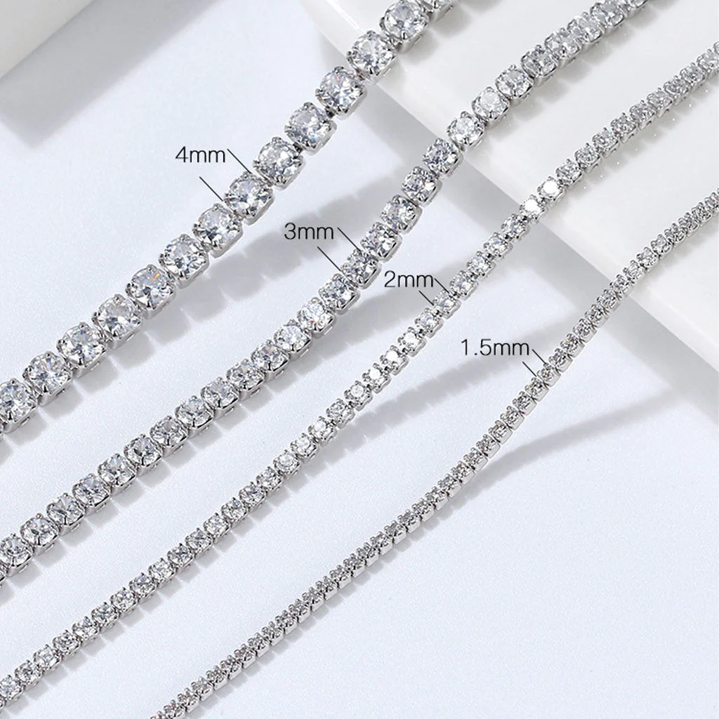 Iced Out Cubic Zirconia Rhodium Plated Sterling Silver Tennis NeckLace - Image 2