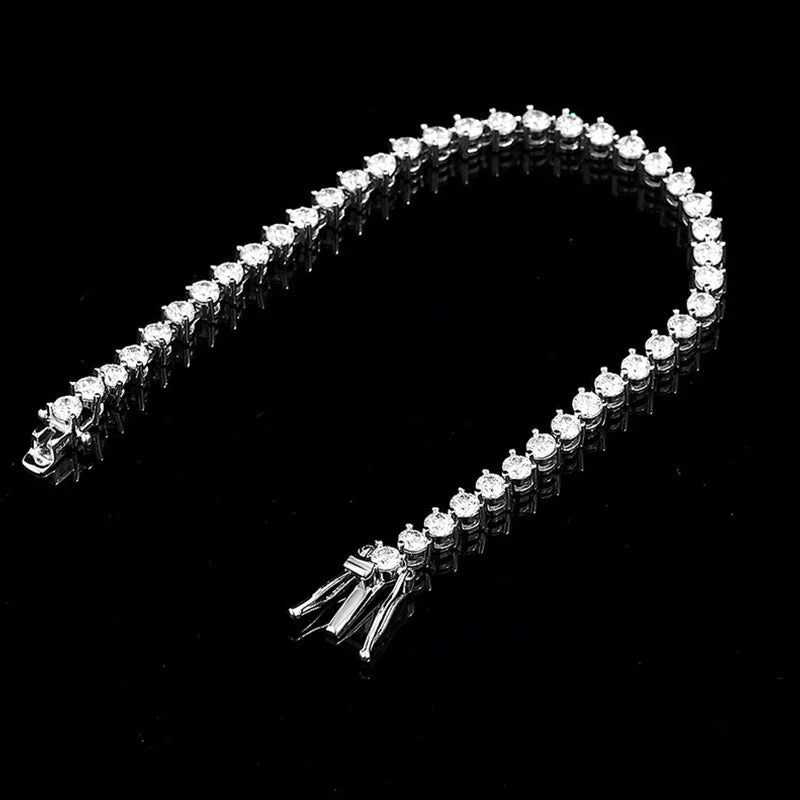 Iced Out Rhodium Plated Sterling Silver 3MM Moissanite Tennis Bracelet - Image 3