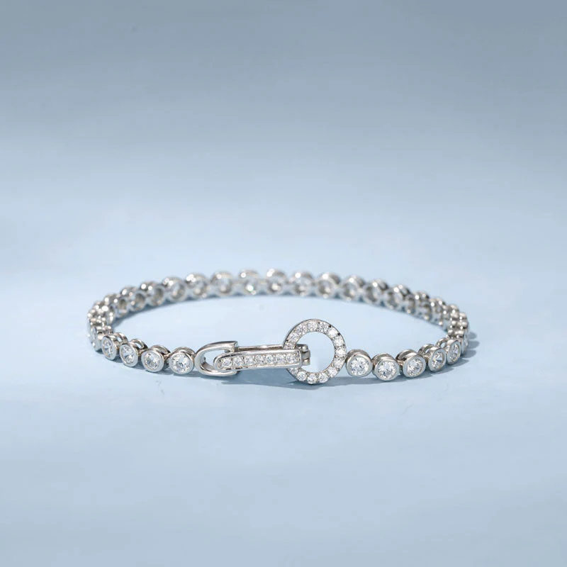 Icy Circle Sterling Silver Bezel 3MM Cubic Zirconia Tennis Bracelet - Image 2