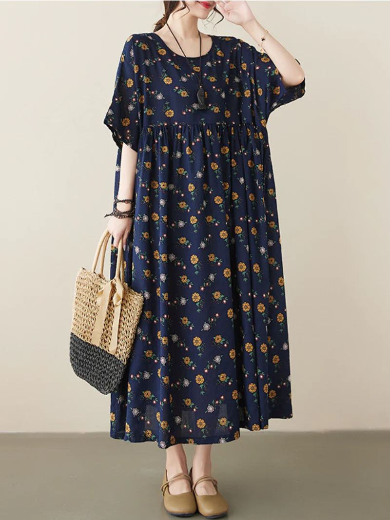 In My Dreams Cotton Round Neck Smock Dress - Image 3