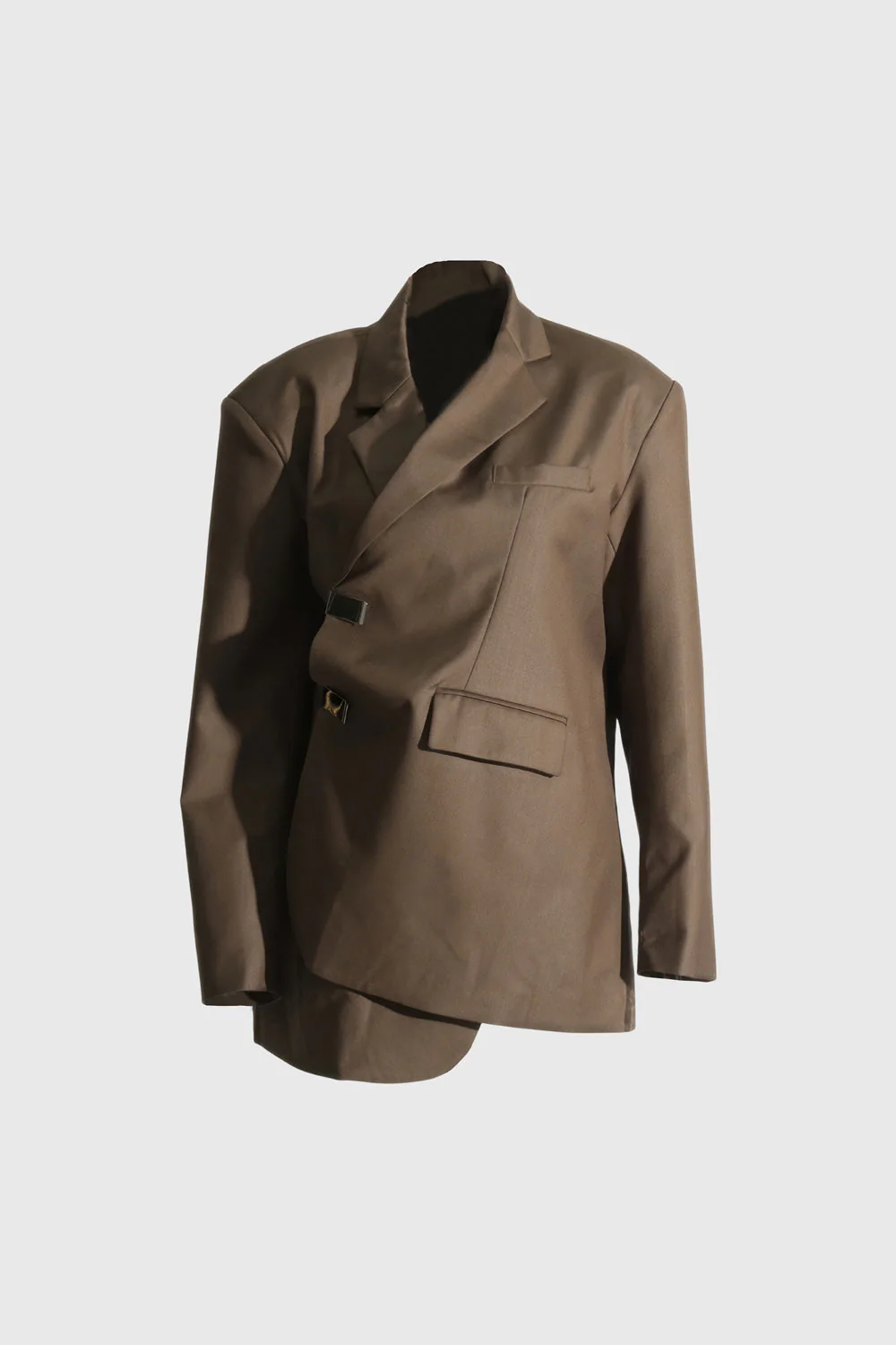 Irregular Closure Blazer - Brown - Image 3