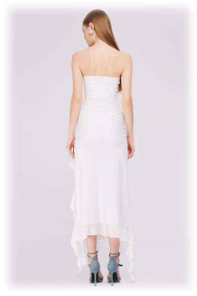 Irregular Tulle Bandeau Dress - Image 10