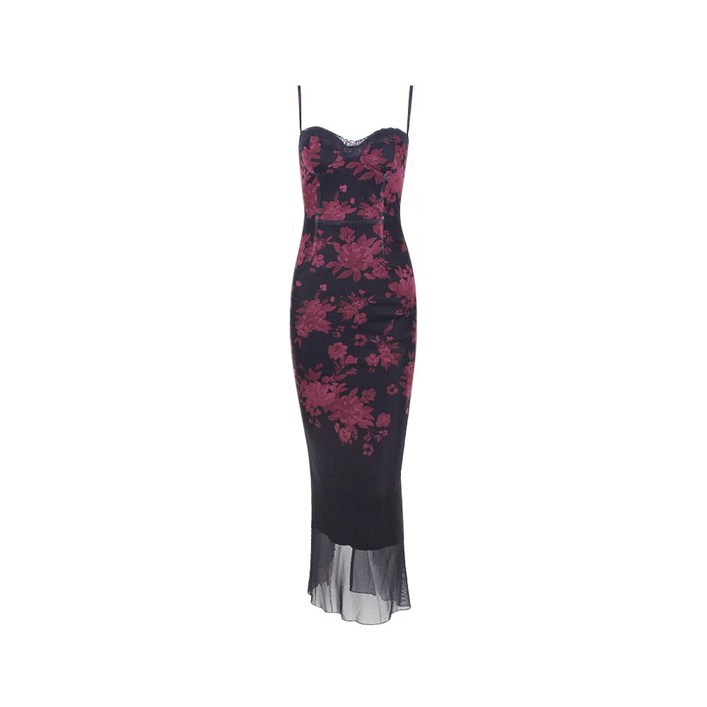 CHINATSU BURGUNDY Lace UP MAXI Dress - Image 5