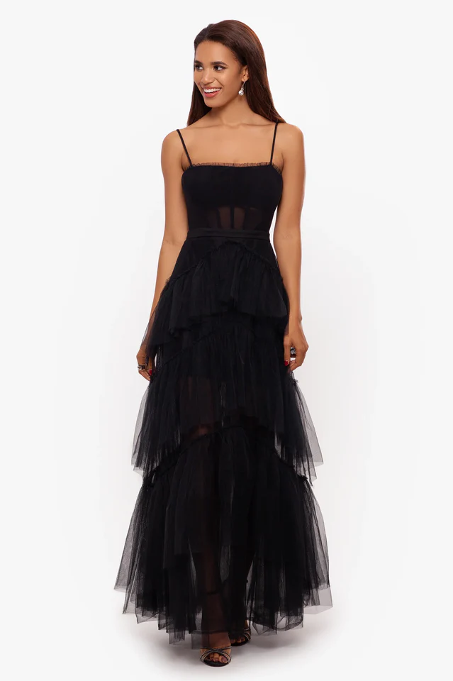 Jasmine Long Spaghetti Strap Mesh Corset Gown - Image 4