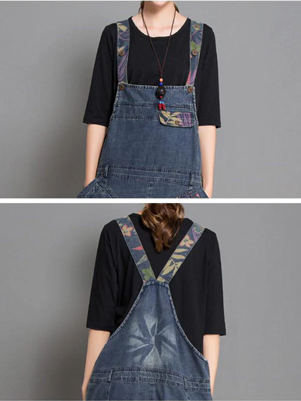 Joy Ethnic Denim Abrasion Overall Dungarees - Image 5