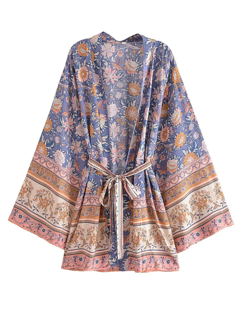 Just My Type Cotton Floral Short Kimono Jacket - Image 5
