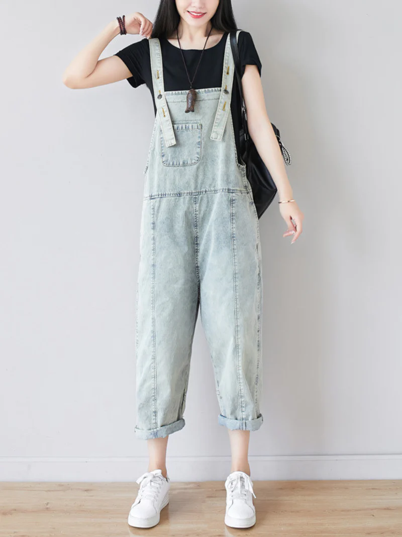 Just My Size Denim Cropped Overall Dungarees - Image 3