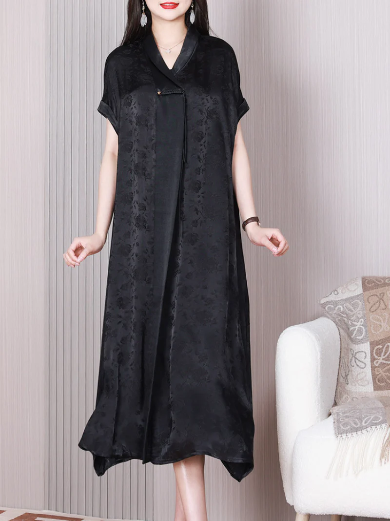 Just My Style V-neck Short Sleeves A-line Dress - Image 2