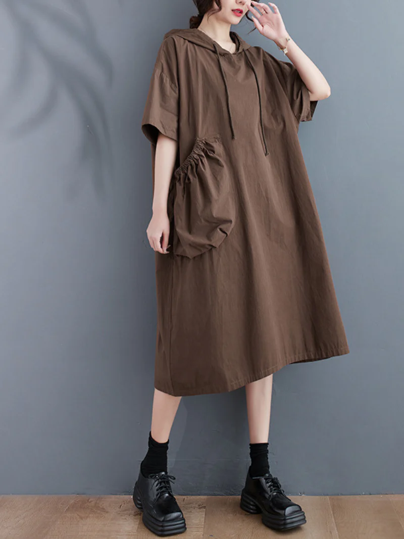Just My Type Cotton Midi Length Hoodie Dress - Image 5