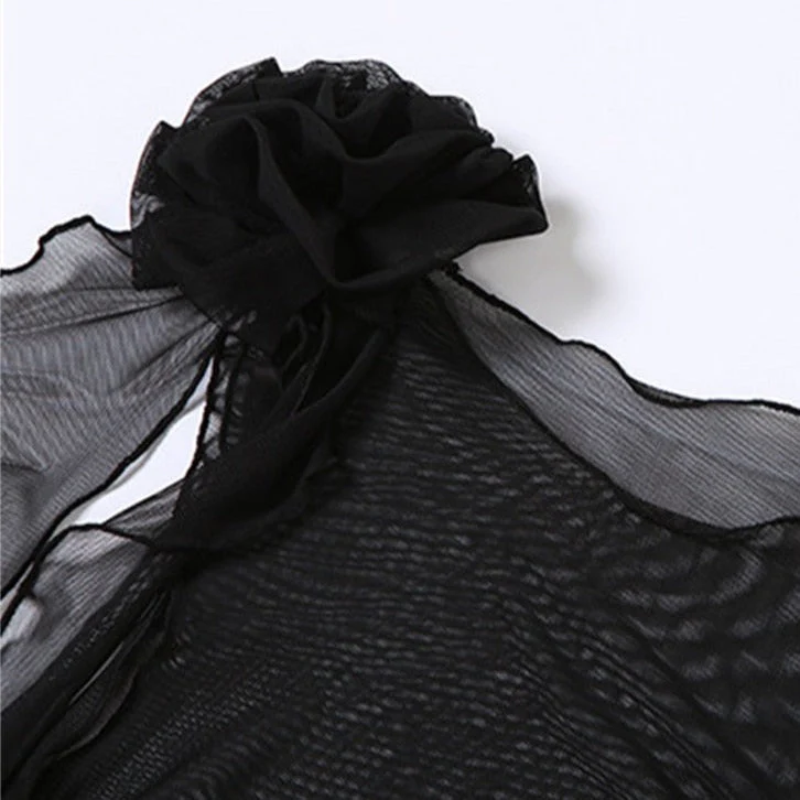 KATE Mesh RUFFLE FLowER DECORATED TOP - Image 7