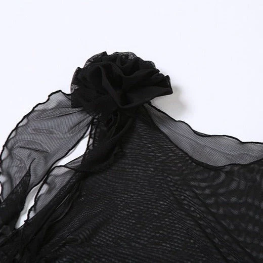 KATE Mesh RUFFLE FLowER DECORATED TOP - Image 8