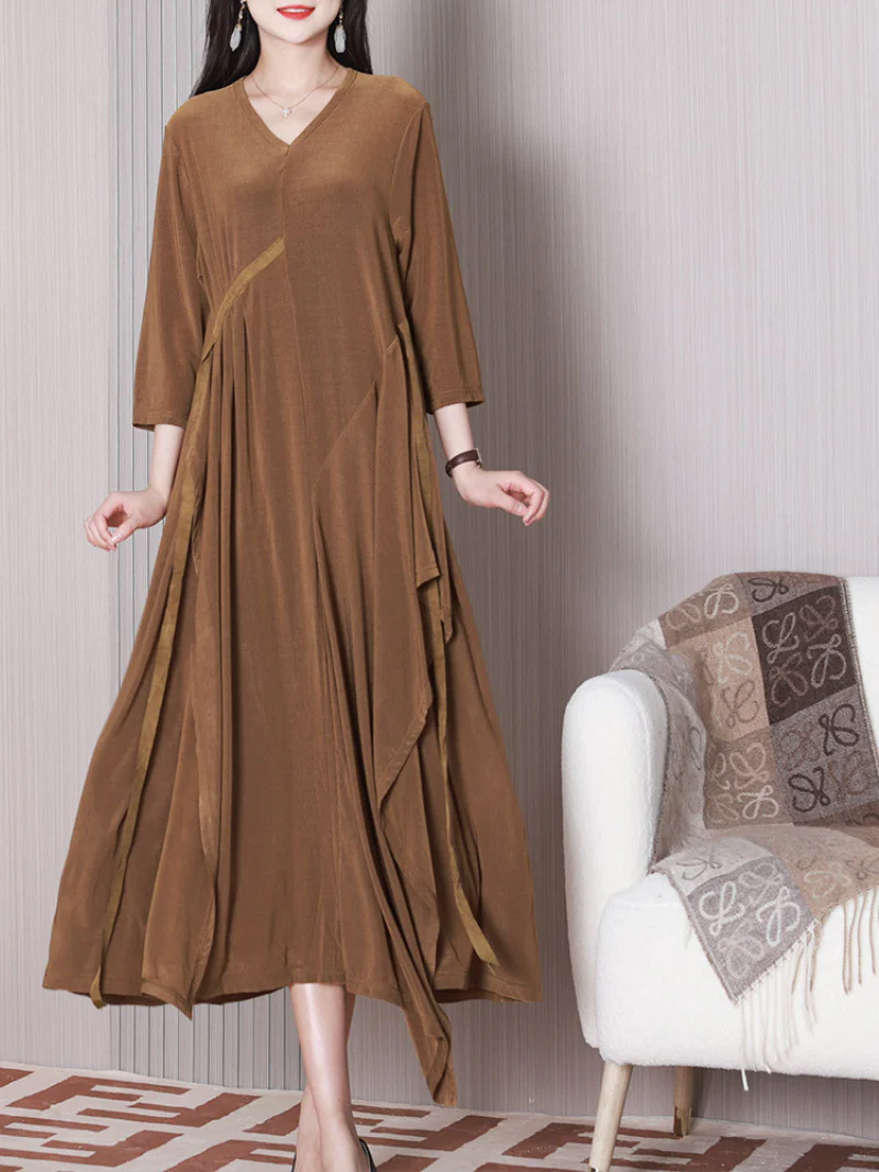 keep shining Loose V-neck A-line Dress - Image 2