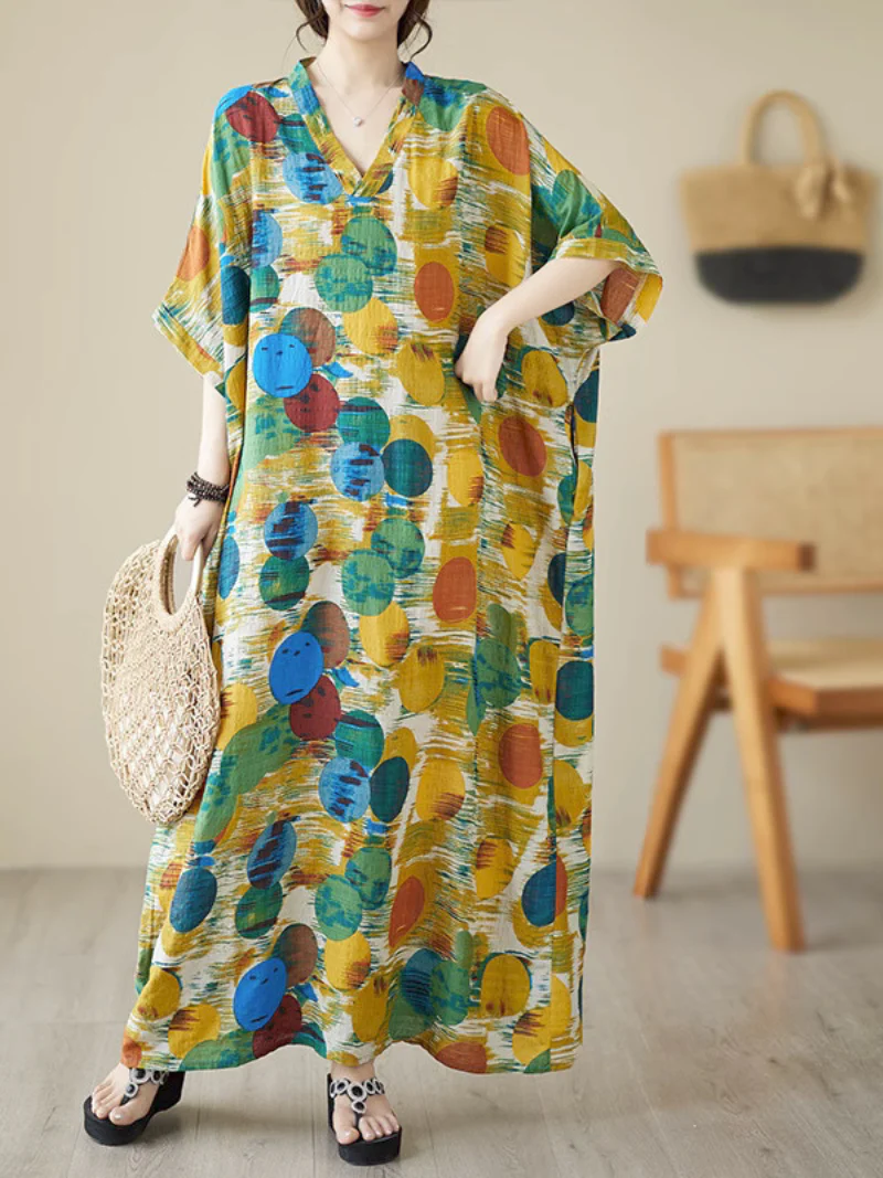 Keep Your Dream Save V-neck Kaftan Dress