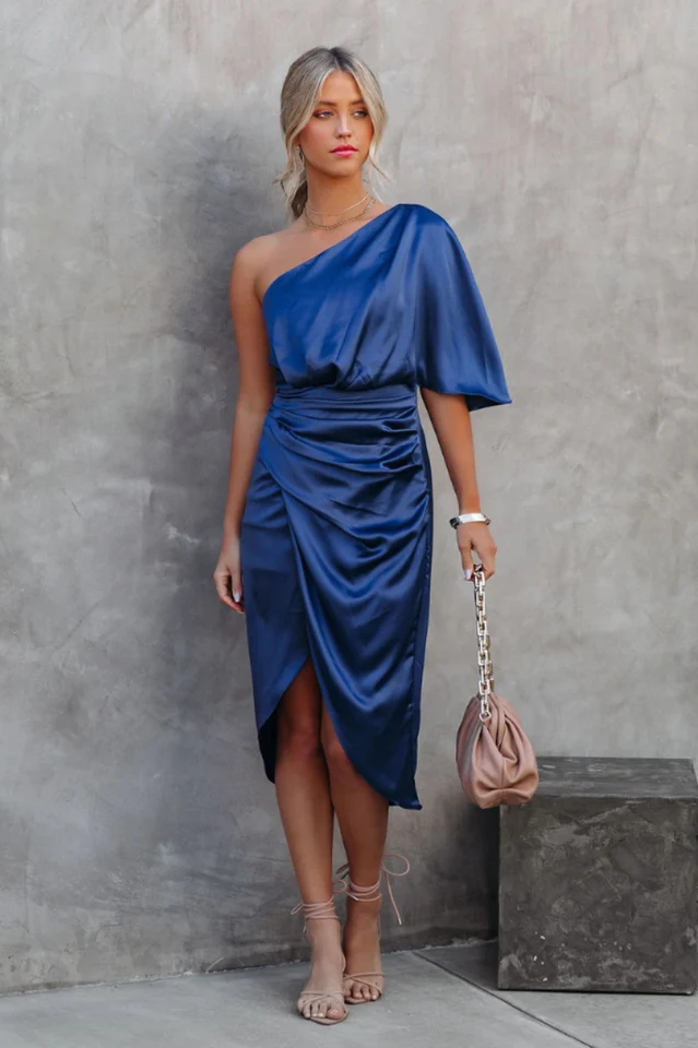 Kelly Satin Irregular Evening Dress - Image 10