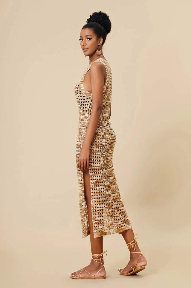 Knitted Cutout Split Beach Cover Up Dress - Image 6