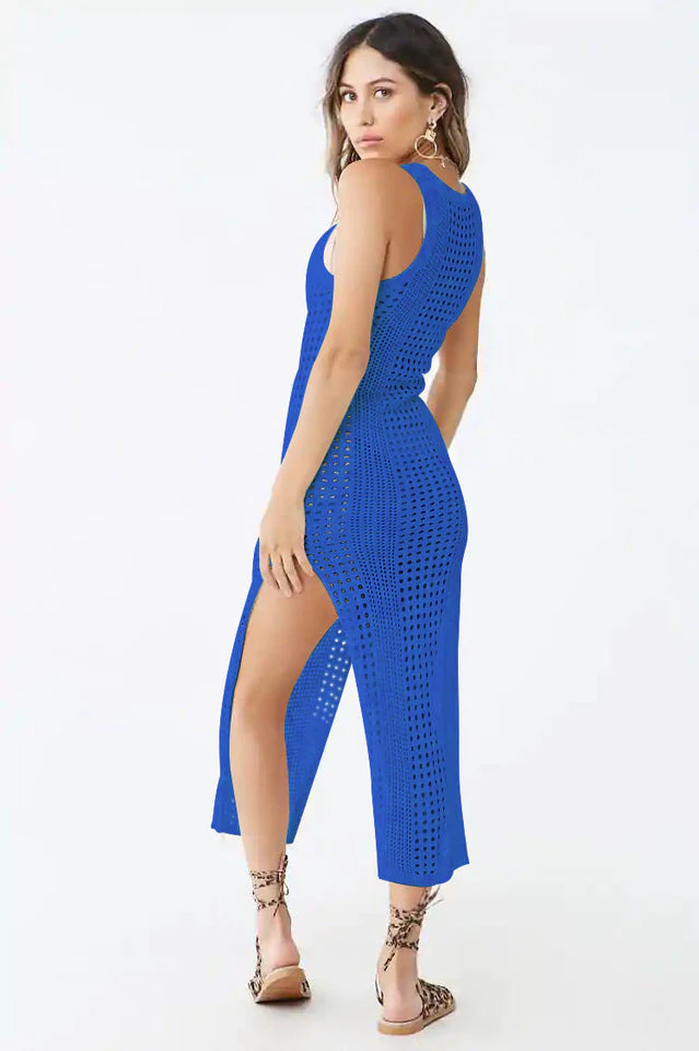 Knitted Cutout Split Beach Cover Up Dress - Image 11
