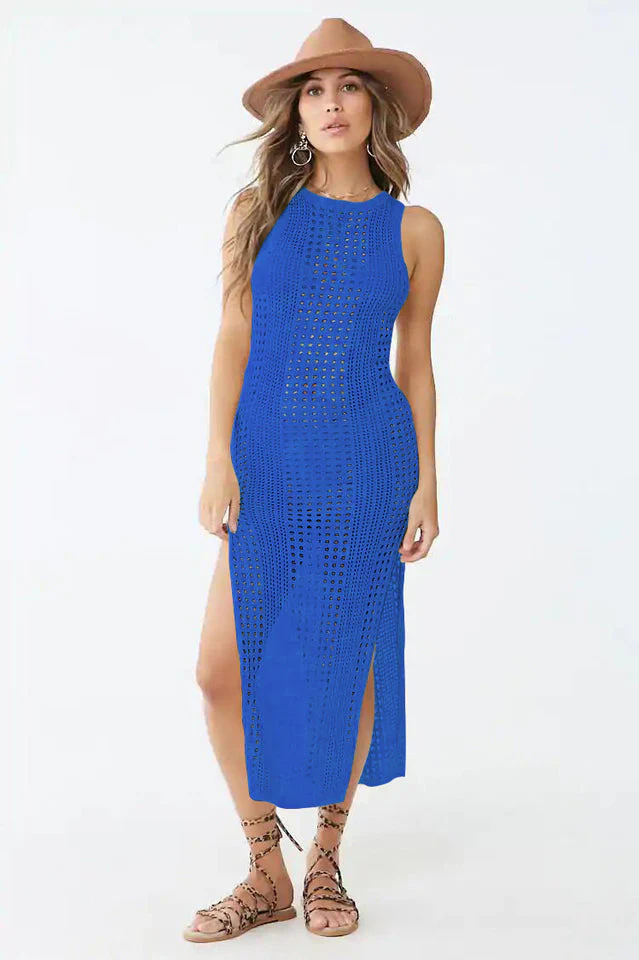 Knitted Cutout Split Beach Cover Up Dress - Image 8