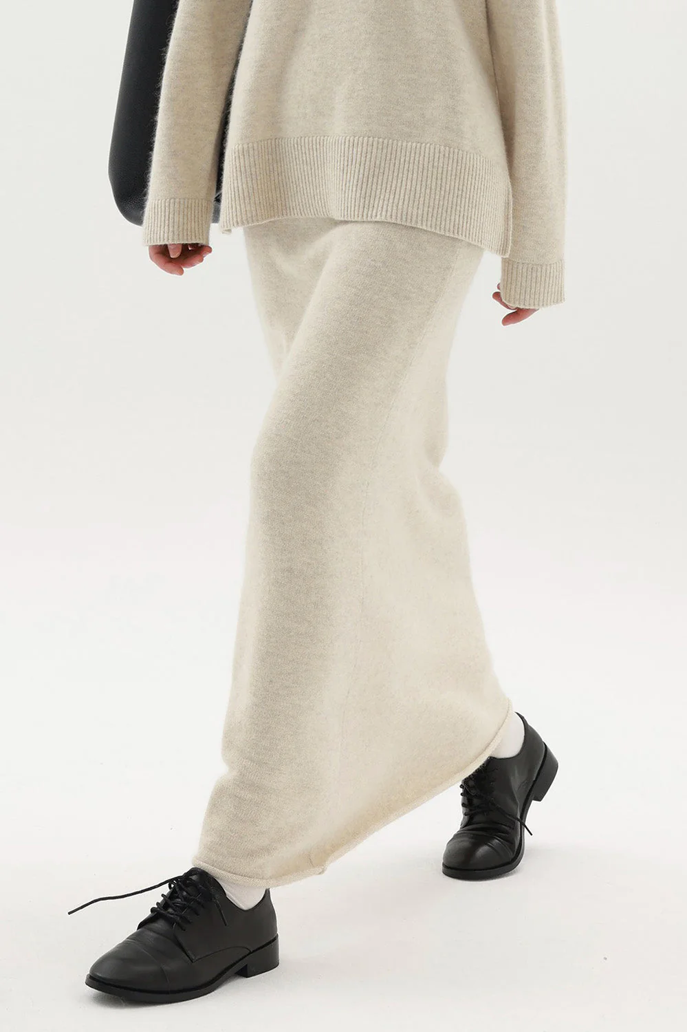 Knitted Maxi Skirt - Beige - Image 2