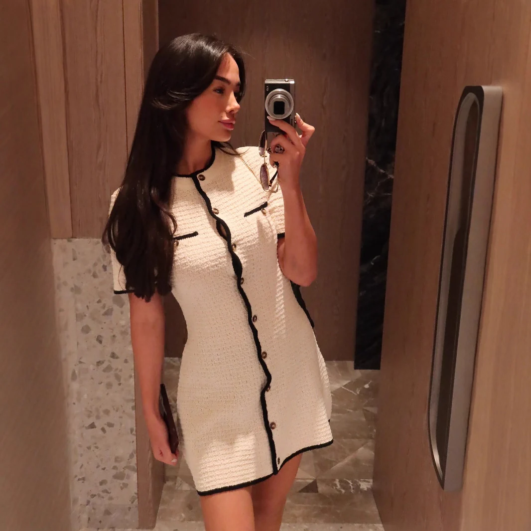 Knitted Waist Mini Dress - Image 2