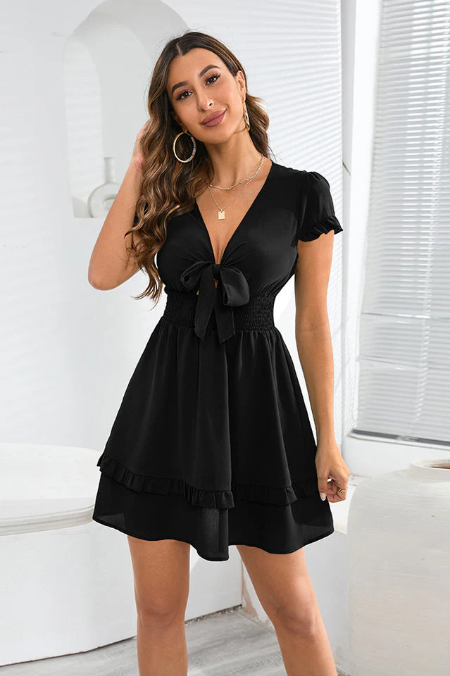Knot Ruffle Sheath Boho Dress - Image 7