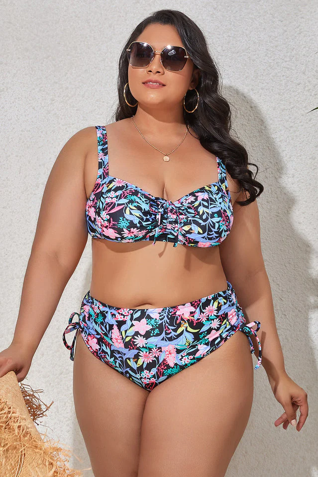 (L-4XL) Floral Adjustable Side Bikini Set - Image 10