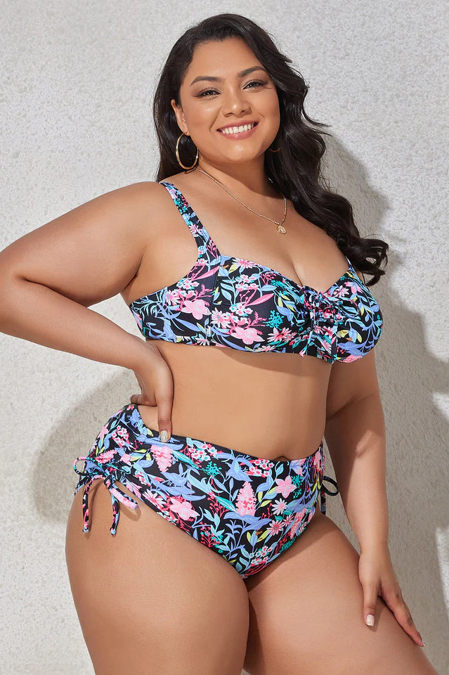 (L-4XL) Floral Adjustable Side Bikini Set - Image 11