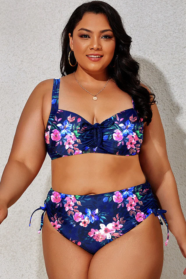 (L-4XL) Floral Adjustable Side Bikini Set - Image 27