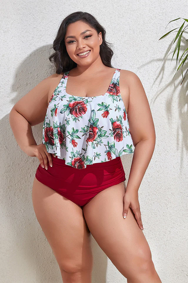 (L-4XL) Floral High Waist Bikini Set - Image 9