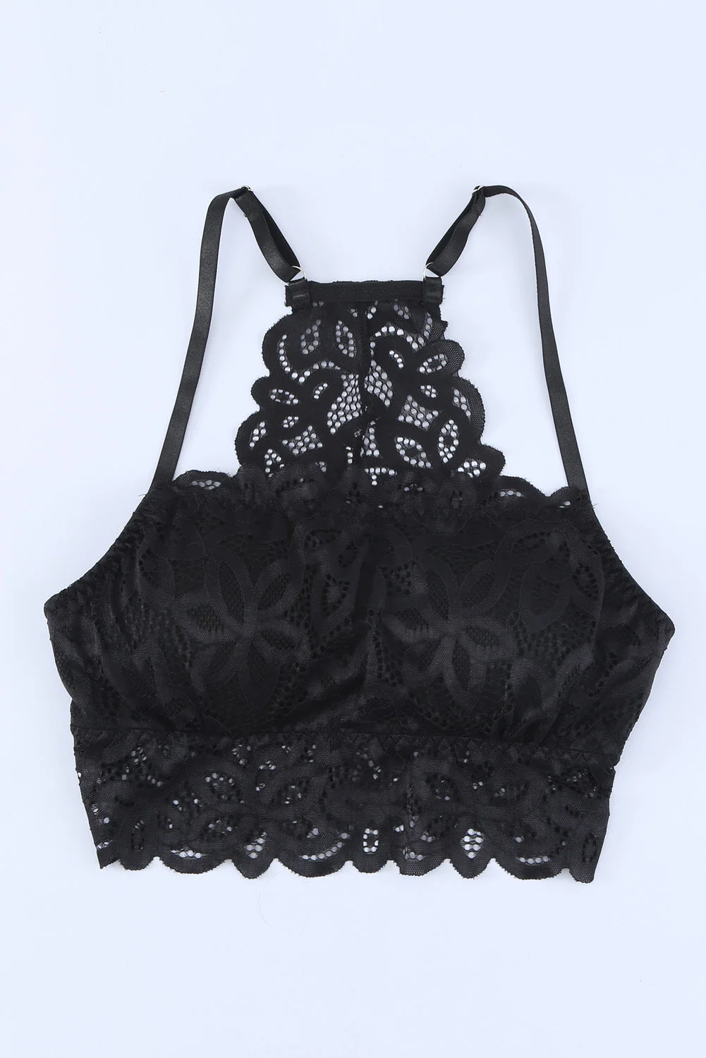 Lace Floral Crochet Spaghetti Strap Bralette - Image 5