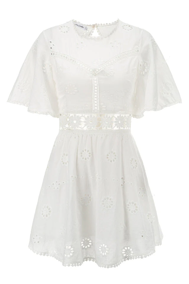 Lace Floral Hollow Out Mini Dress - Image 12