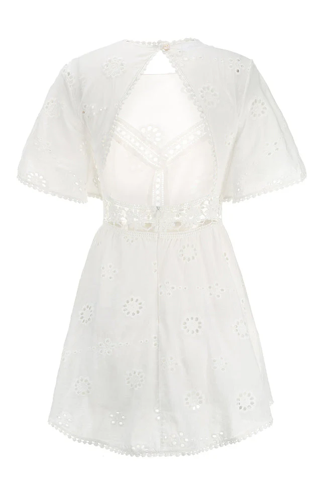 Lace Floral Hollow Out Mini Dress - Image 13