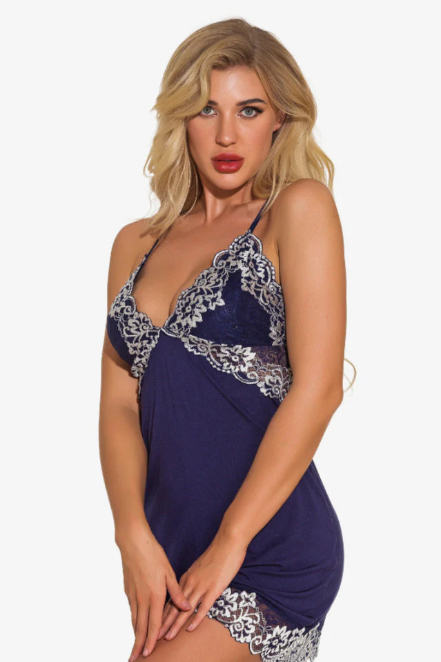 Lace Night Dress Lingerie Deep V Nightgown - Image 3