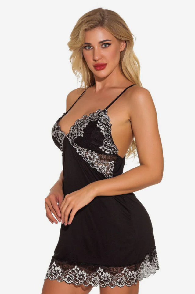 Lace Night Dress Lingerie Deep V Nightgown - Image 2