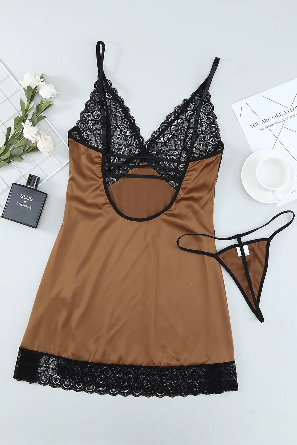 Lace Spice Satin Babydoll With Slit - Image 10