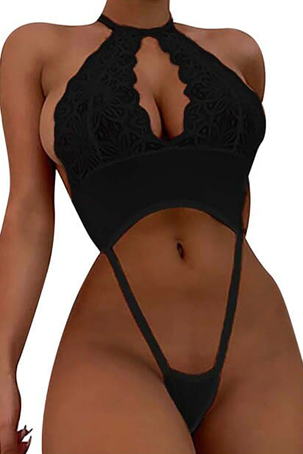 Lace Strappy Cutout Daring Thong Teddy Lingerie - Image 3