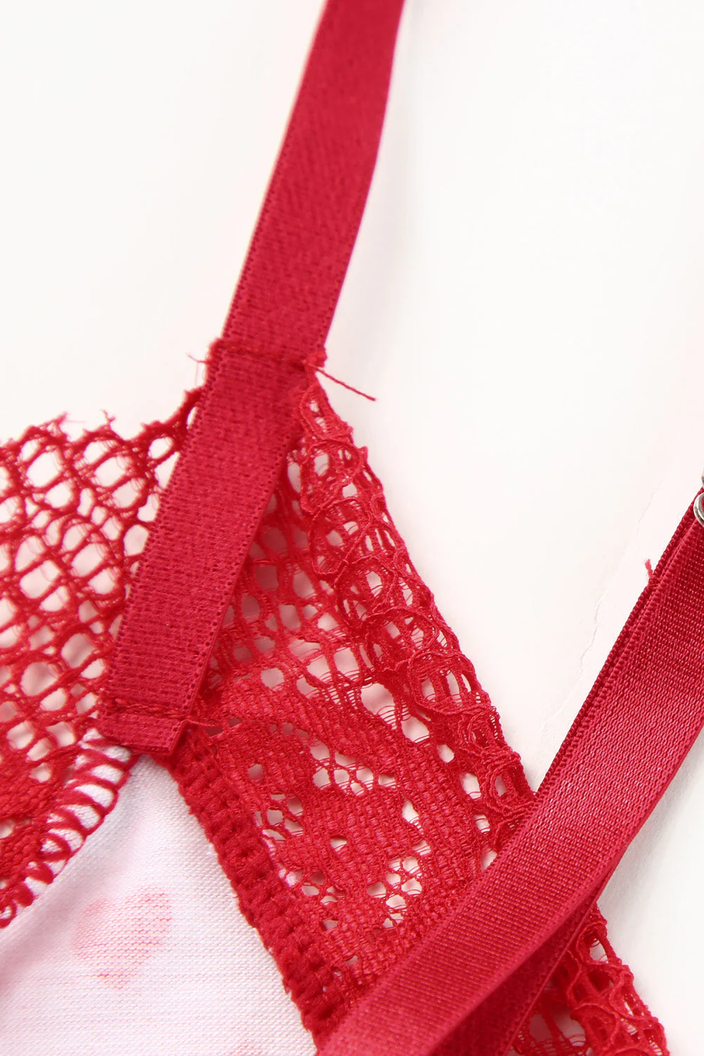 Lace Trim Heart Print Valentines Lingerie Set - Image 9