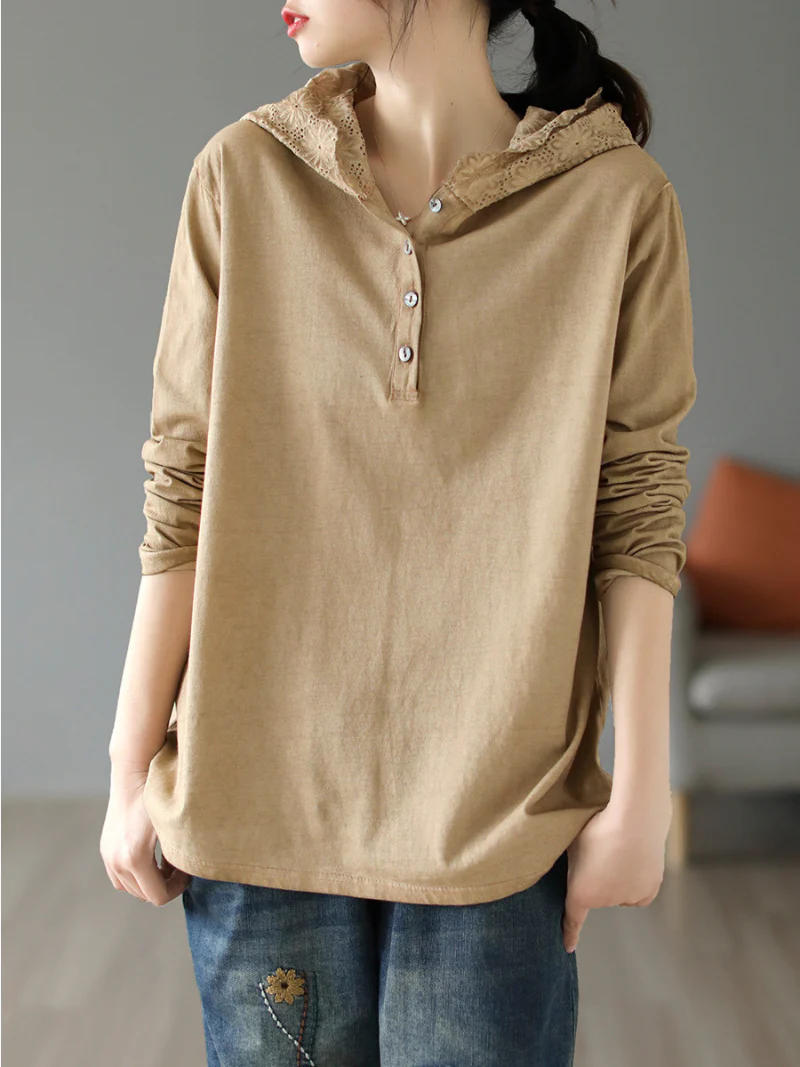Ladies Cotton Pullover Wearable Hangover Hoodie - Image 4