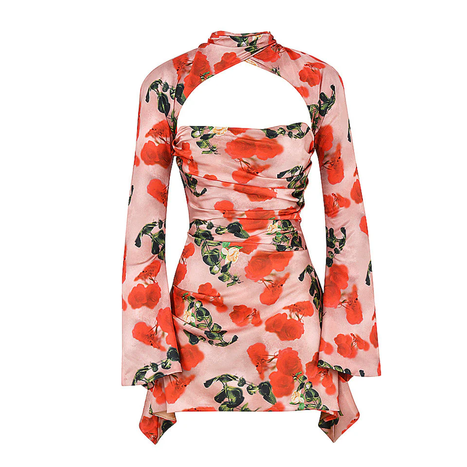 CHIE FLARED Sleeve Hollow Out Mini Dress - Image 16