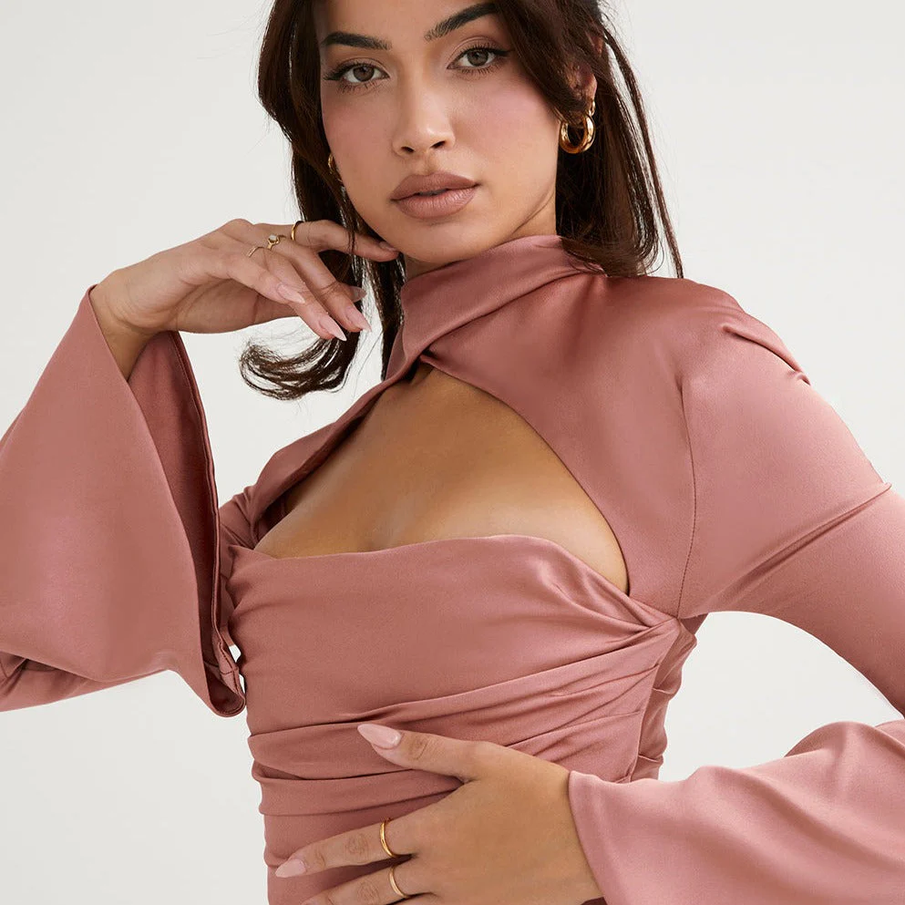 CHIE FLARED Sleeve Hollow Out Mini Dress - Image 8