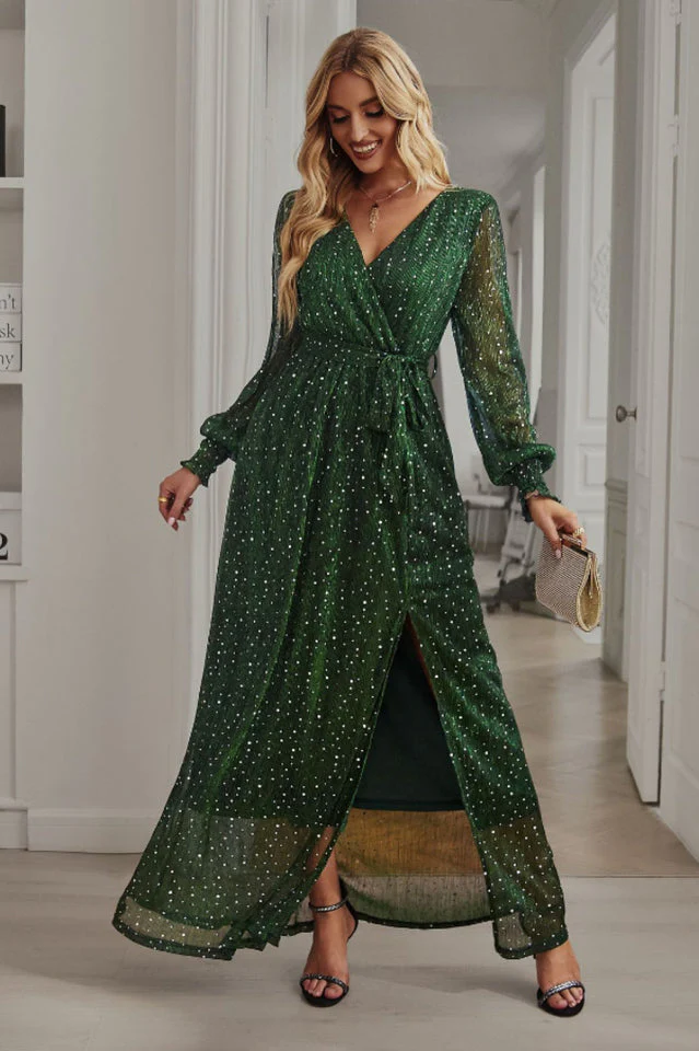 Leandra Front Split Shimmer Maxi Dress - Image 6