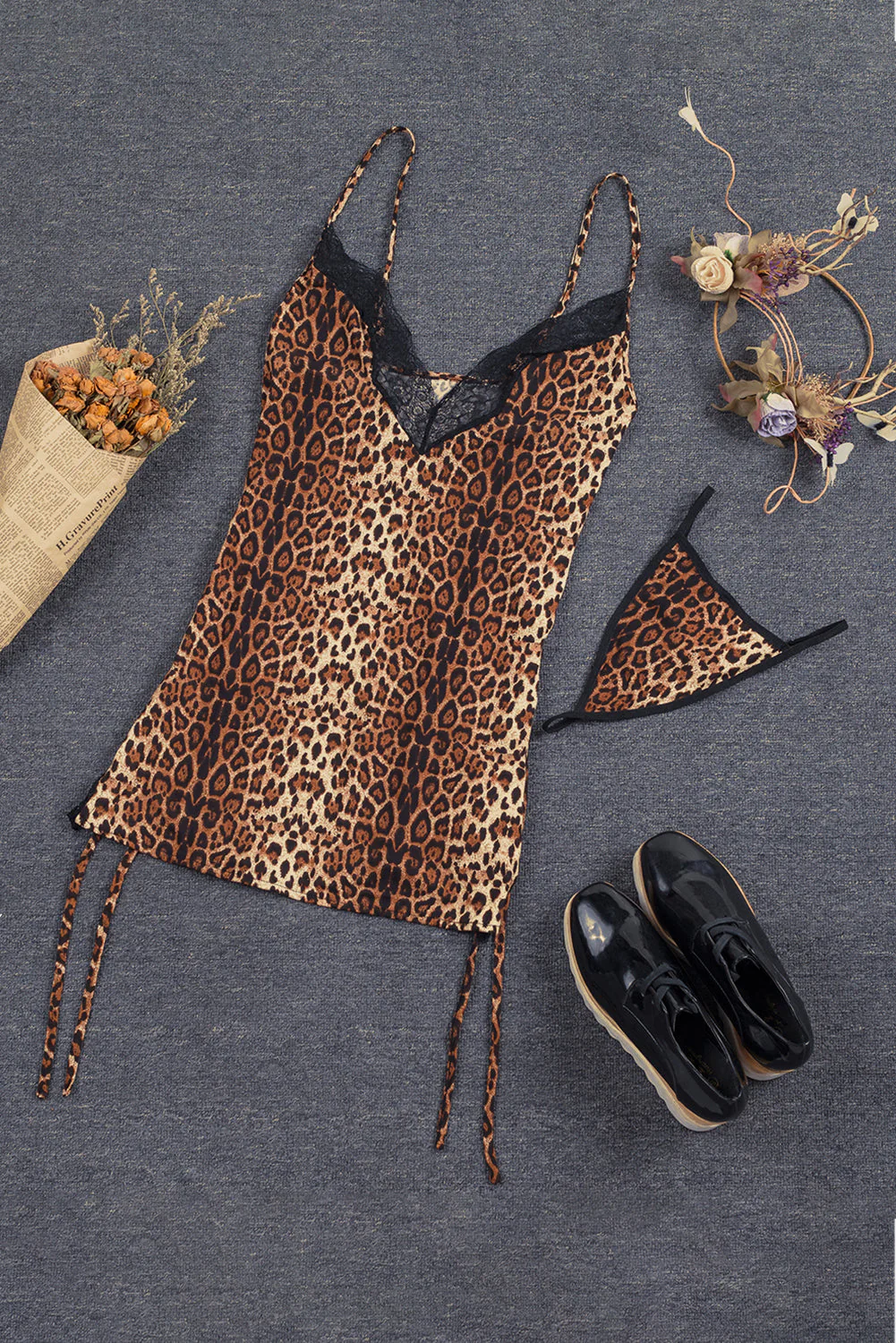 Leopard Animal Print Babydoll Lingerie Dress - Image 6
