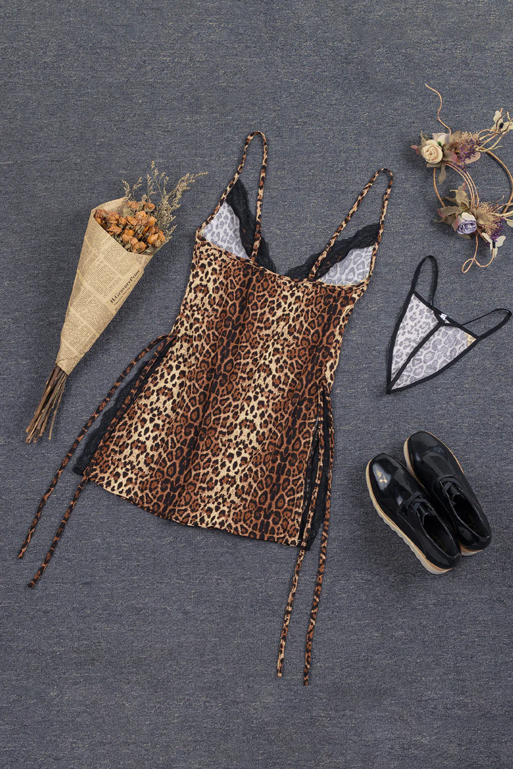 Leopard Animal Print Babydoll Lingerie Dress - Image 7