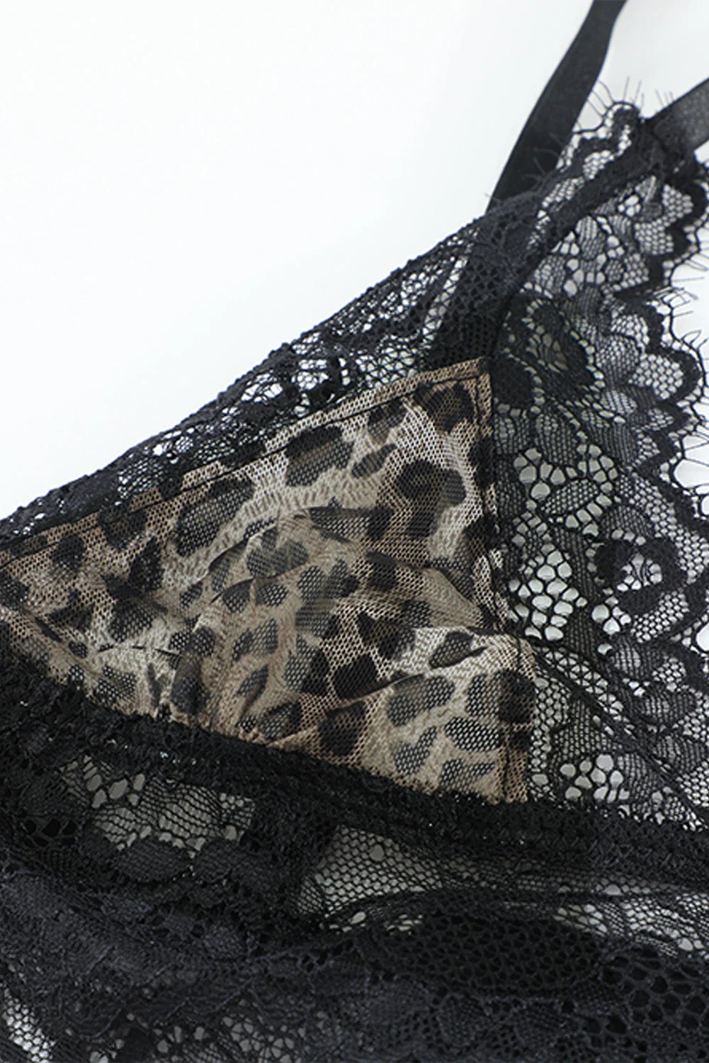 Leopard Print Lace Splicing Bra And Panty Set - Image 11