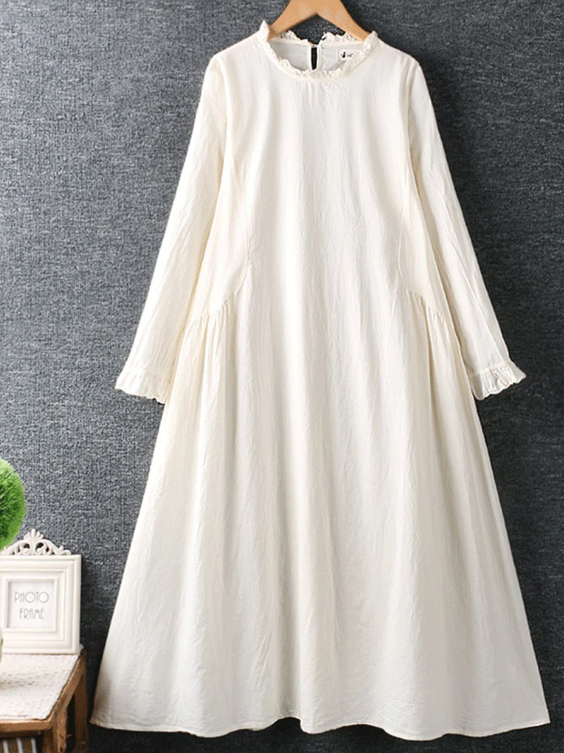 Let Her Go Round Neck Cotton A-Line Dress - Image 3