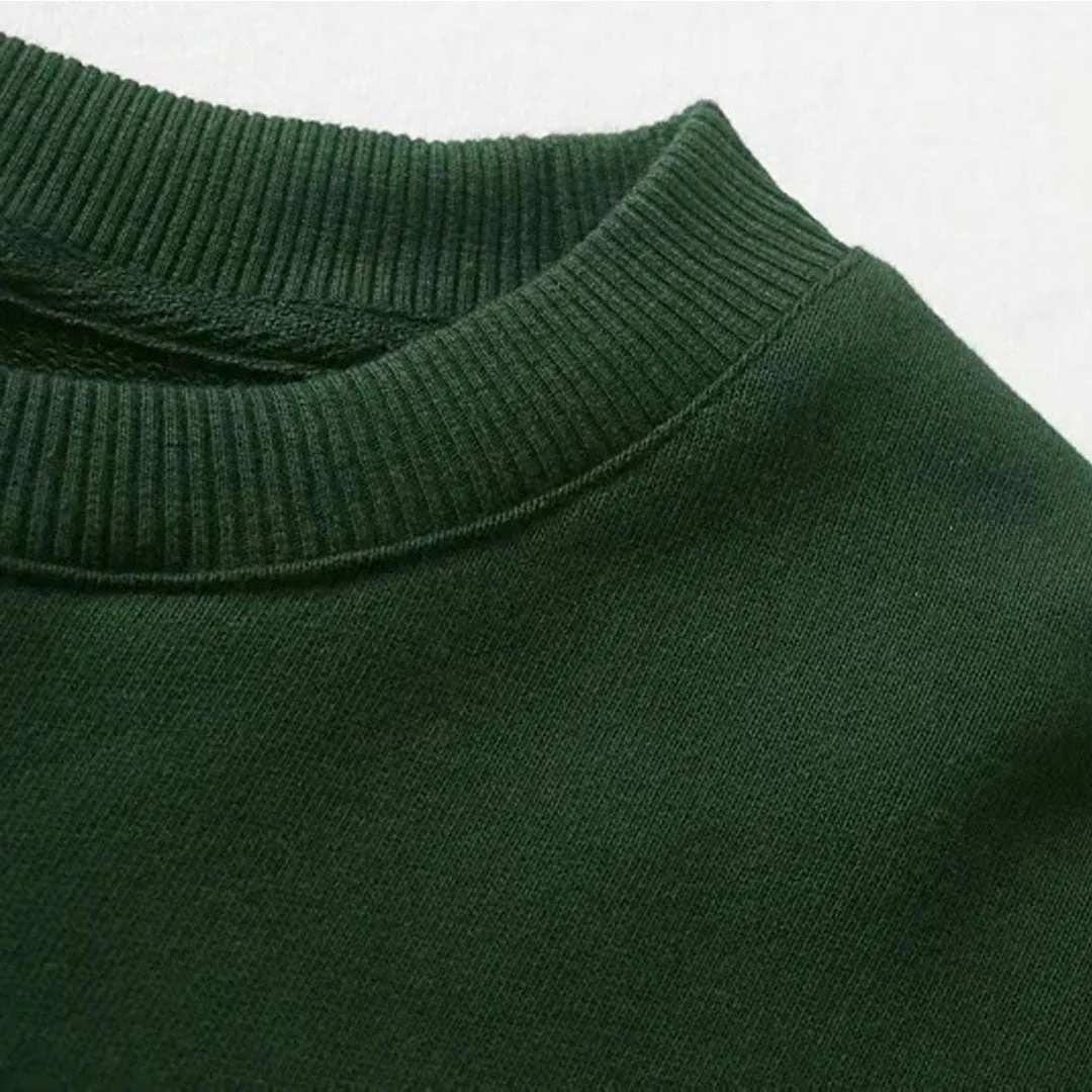 Letter Embroidery Drop Shoulder Long Sleeve Sweatshirt - Emerald Green - Image 5