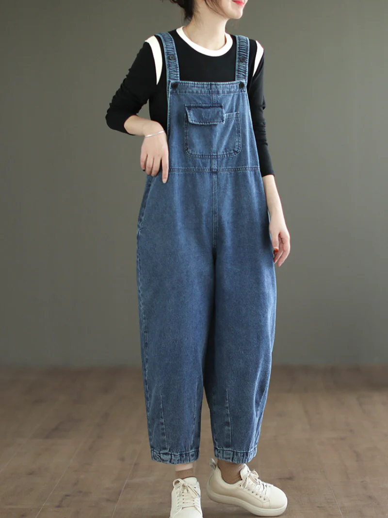 Liberty womens Washed Denim High Waist Bib Overalls - Image 4