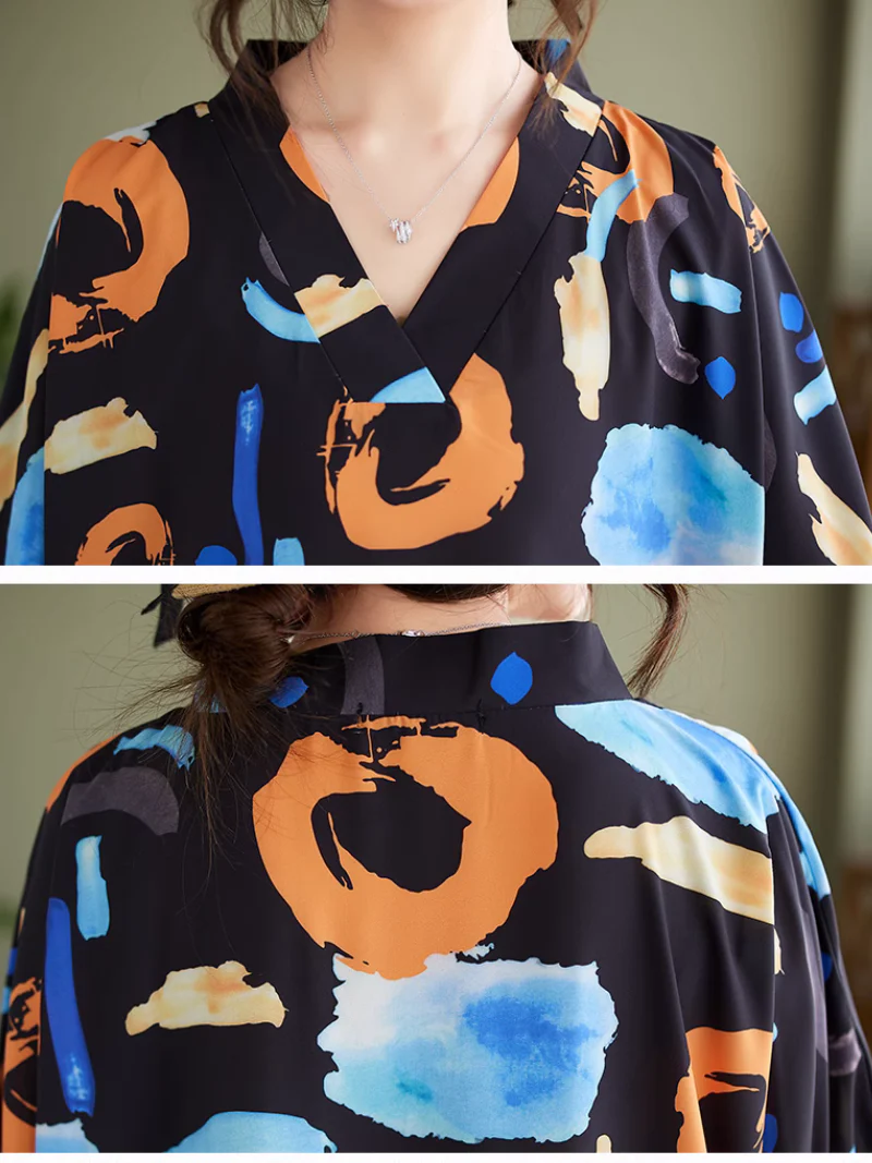 Lightweight Cover-Up V Neck Kaftan Dress - Image 6