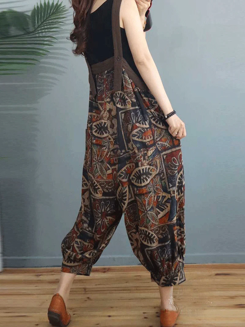 Lo Siento Ethnic Print Cotton & Linen Overall Dungaree - Image 2