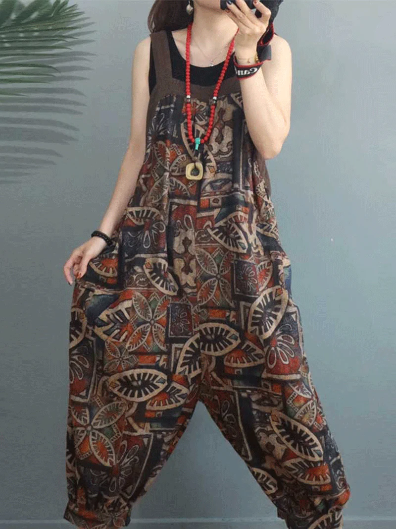 Lo Siento Ethnic Print Cotton & Linen Overall Dungaree - Image 3
